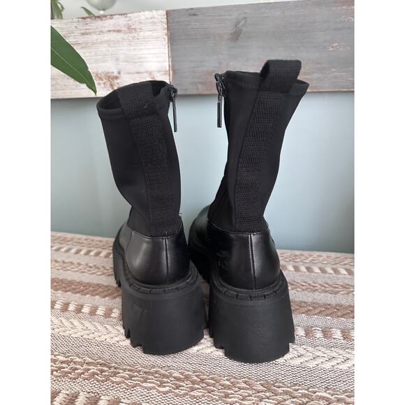 Zara Lug Moto Combat Black Ankle Boots with Chunky Sole - Picture 3 of 7